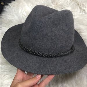 Grey fedora hat